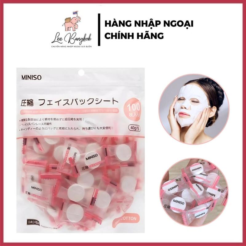 Túi 100 Viên Mặt Nạ Giấy Nén Miniso Mask Dưỡng Da Cấp Ẩm Thải Độc Và Làm Dịu Da Nhanh Chóng Hàng Nhật Bản LEEBANGKOK84