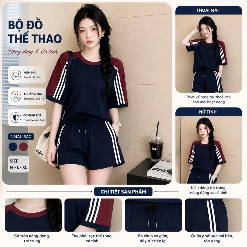 ( TOP HOTTREN) Bộ Quần Áo Thể Thao Nam Nữ Phối 2 Màu Cực Đẹp Chất COTTON Cao Cấp Co Giãn Dày Dặn Dễ Chịu Thoáng Khí.
