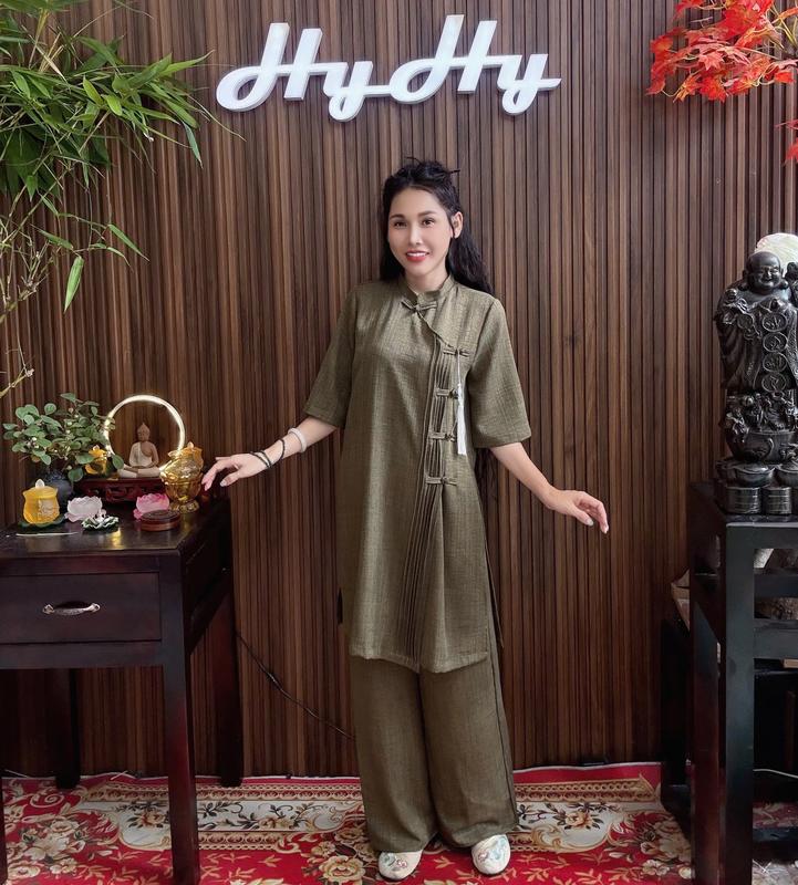 Khả Ái - Bộ Pháp Phục Lễ Chùa Nữ Bigsize Áo Xếp Li Thanh Lịch Kín Đáo-HyHy