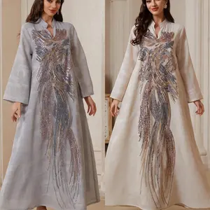 Kaftan Dubai NC64 warna abu dan cream