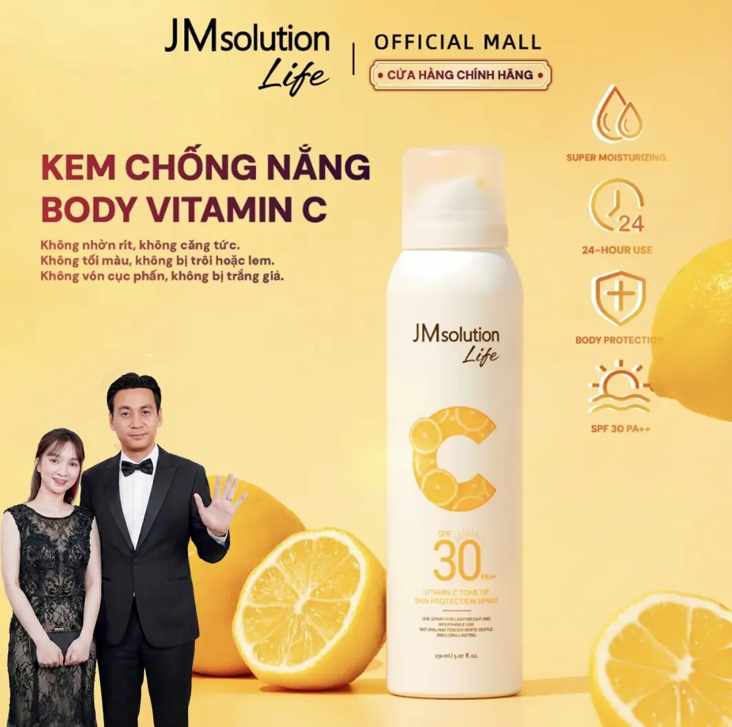 JMSolution 150ML Xịt Chống Nắng Nâng Tông Tự Nhiên Vitamin C SPF30 PA++ chống tia cực tím cho mặt và cơ thể giúp 150ml