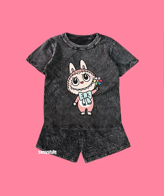 COD Stelan Anak Cewek Cowok Unisex Oneset Anak Stonewash Set Anak Setelan Anak Kekinian
