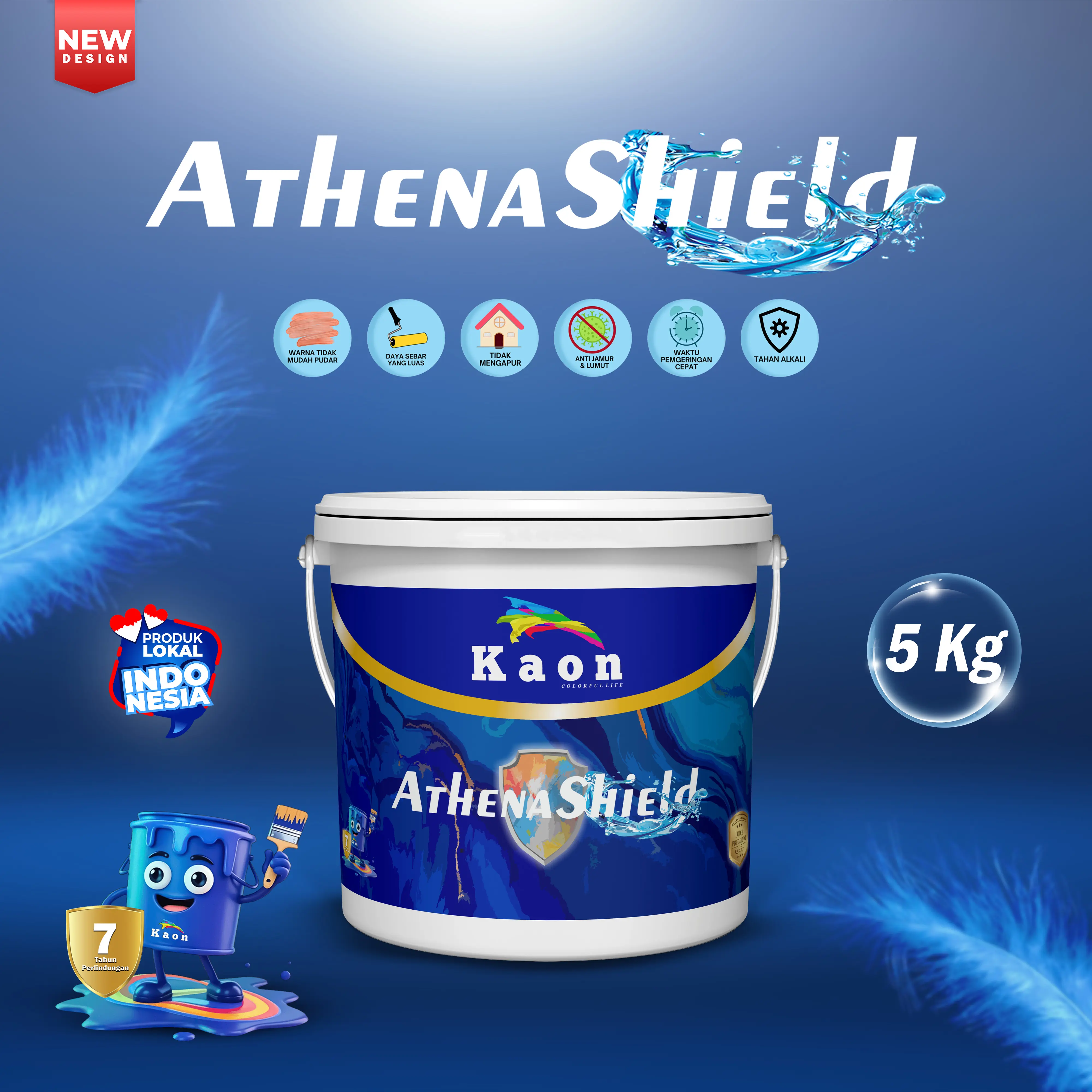 KAON Paint - Cat Tembok Interior Pelapis Dinding Athena Shield 5KG Paint  Anti Mengapur
