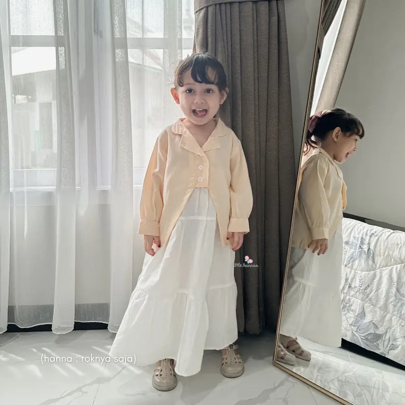 Hanna Skirt by little.hanaaa| Rok Flare Rempel Susun Katun Poplin Anak (1-10 Tahun) dan Dewasa Panjang Anak-Anak Mommy Remaja Perempuan 8