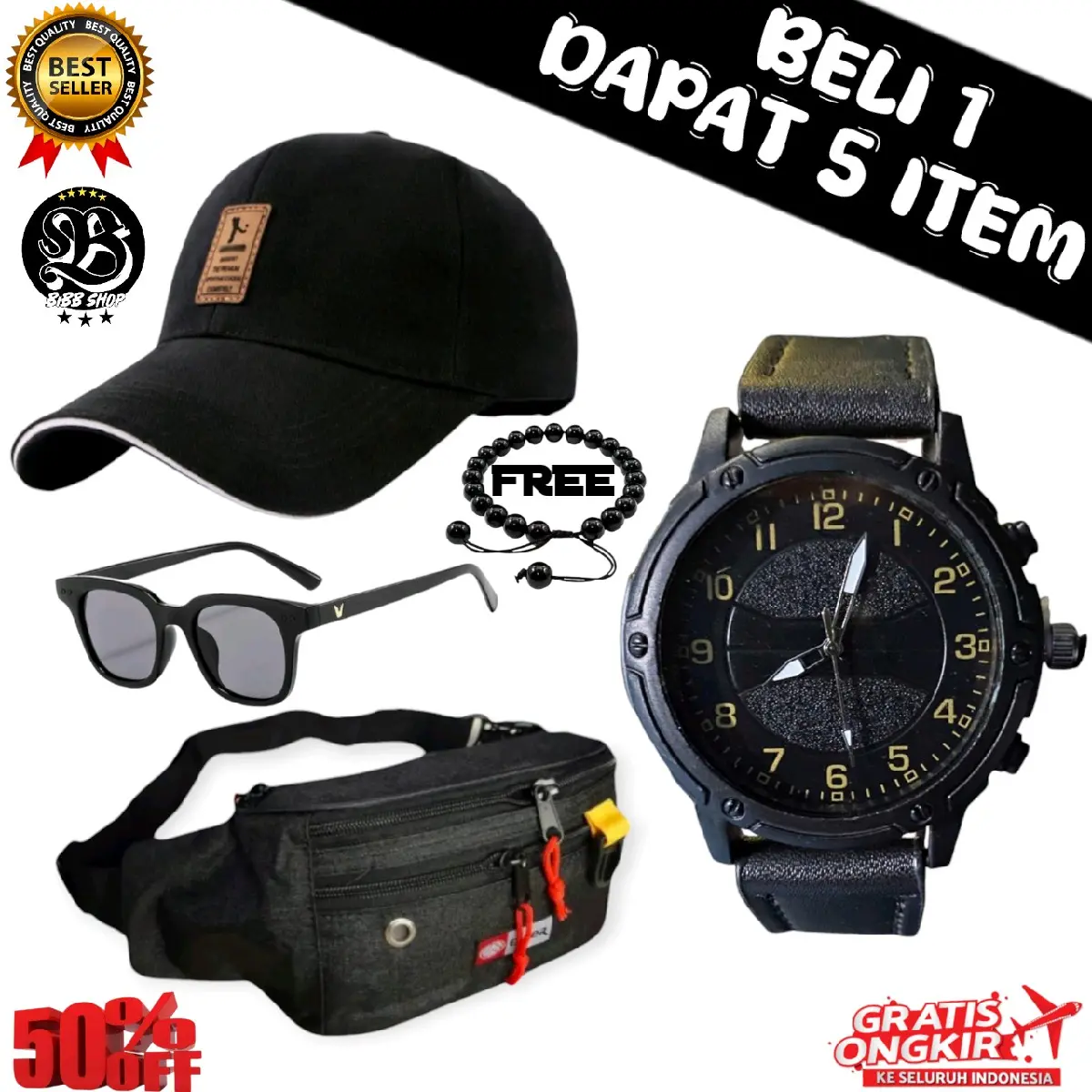 PAKET 5 BUY 1 GET 5 TANGAN CASUAL,TAS,TOPI,KACAMATA dan GELANG Watches keren jam silikon tgl jam tangan unisex harian pria