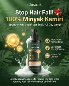 KORMESIC Shampoo Perawatan Rambut dengan Minyak Kemiri 100% untuk Menghentikan Jatuh Rambut dan Menguatkan Akar