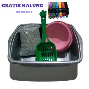 Little Box Skop Tempat Makan Pasir Zeolit dengan Kalung Gratis untuk Kucing dan Anjing