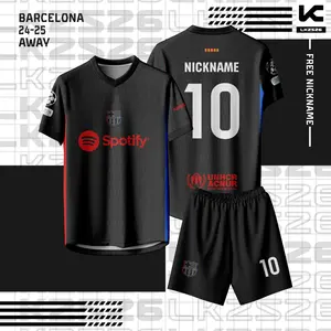 Jersey Bola Blaugrana Hitam Away 24/25 Full Print