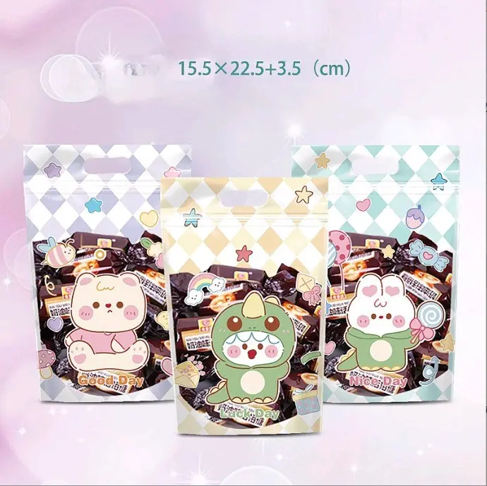 50pcs plastik ziplock 15 x 22 + 3.5cm motif standing lucu zipper bag cookies