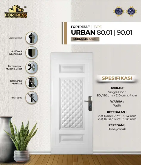 PINTU FORTRESS TYPE URBAN 80 90 PUTIH - JABODETABEK 5