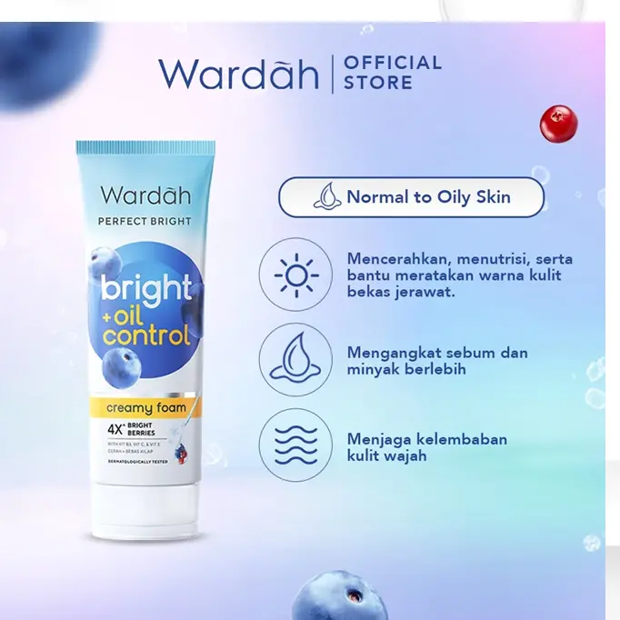 Wardah Perfect Bright Creamy Foam Bright + Oil Control 100ml 2