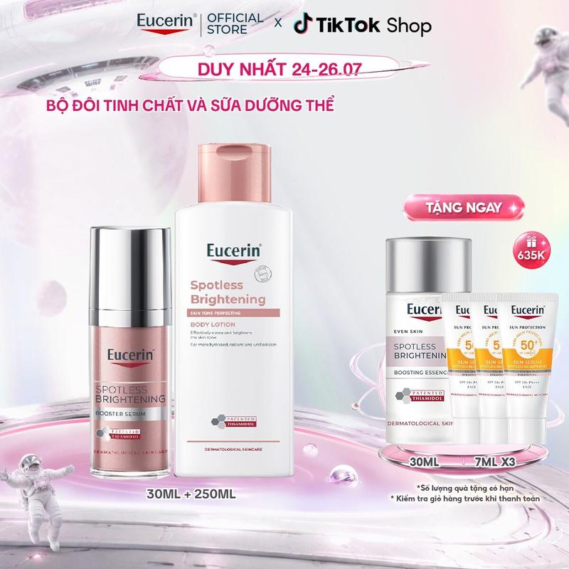 Bộ đôi Tinh chất giảm thâm nám & dưỡng sáng Eucerin Spotless Brightening Booster Serum 30ml & Sữa dưỡng thể sáng da Eucerin Spotless Brightening Body Lotion 250ml