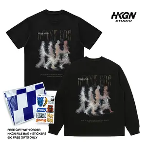 free gift HKGN Heavyweight Tshirt 230g16s Kaos Sehari - hari Tebal Kaos Streetwear Oblong Crewneck Unisex Couple