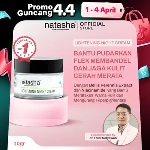 Natasha Lightening Night Cream 10gr - Krim Malam Pencerah Kulit dengan Bellis Perennis Extract dan Niacinamide untuk Semua Jenis Kulit