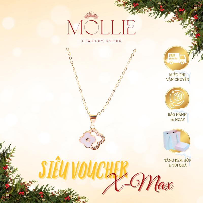 Dây chuyền 4 LÁ KÉP nhân đôi sự may mắn thiết kế tinh tế dịu dàng phù hợp nhiều outfit mặt charm nạm đá lấp lánh sang trọng chất liệu titan mạ vàng hồng phụ kiện trang sức nữ