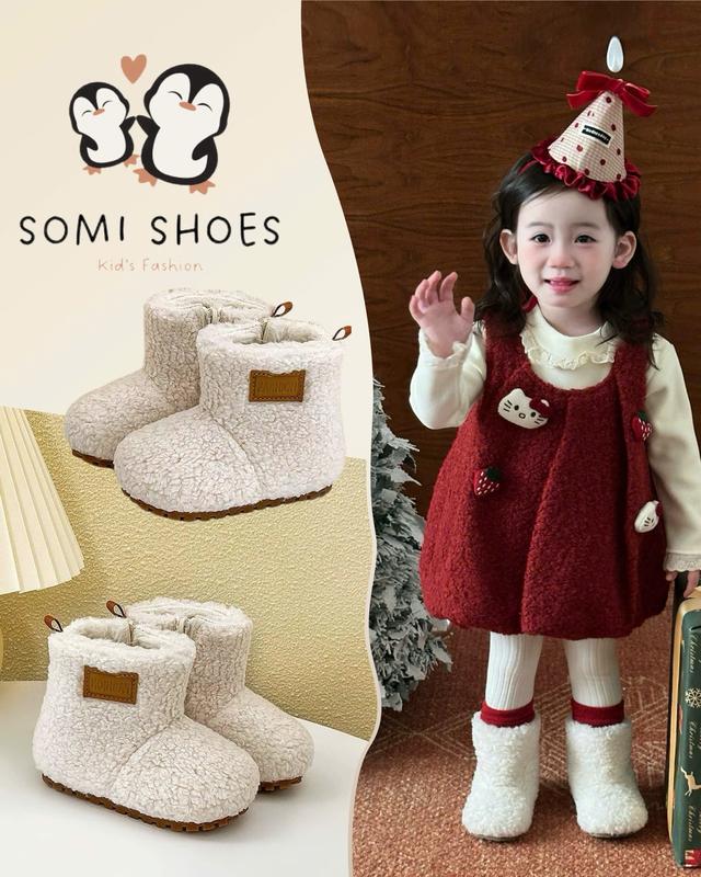    Sẵn- Hót   Boot Lông Xù Êm Chân Siêu Ấm Cho Bé Gái Từ 6 Tháng - 2,5 Tuổi 