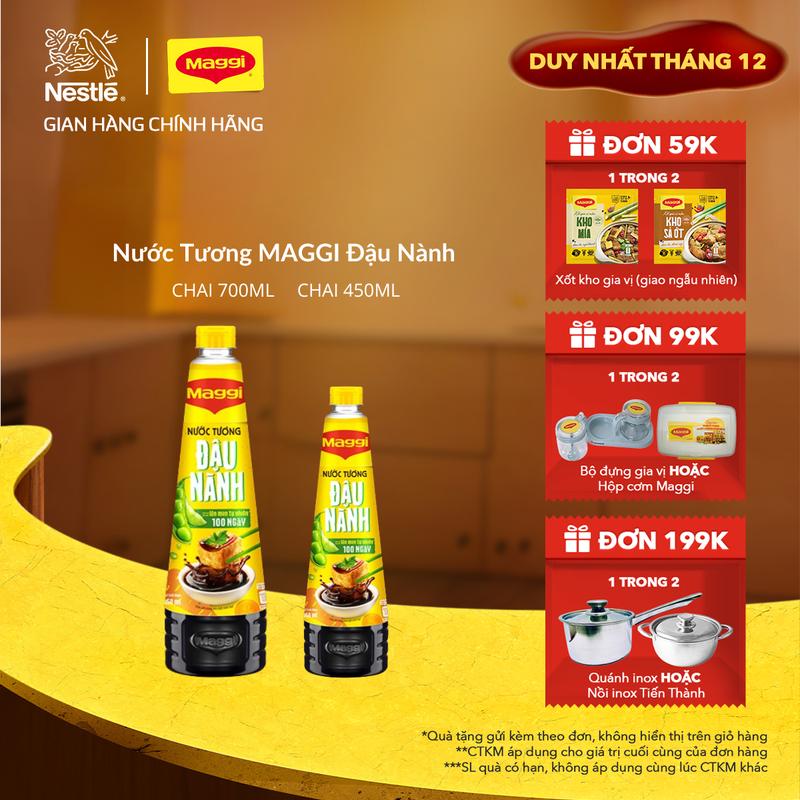  Nestlé VN Nước Tương Đậu Nành MAGGI - Thơm sánh đậm từ chiết xuất đậu nành lên men tự nhiên 100 ngày  chai 450ml 700ml 1,8L -ST 
