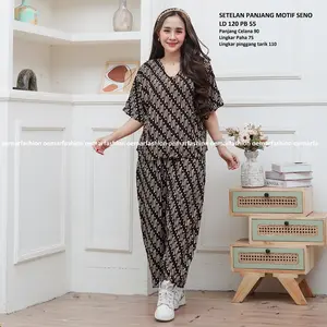 SETELAN CELANA PANJANG KULOT MOTIF SENO || SETELAN BATIK LD 120 PANJANG CELANA 90 || BAHAN RAYON