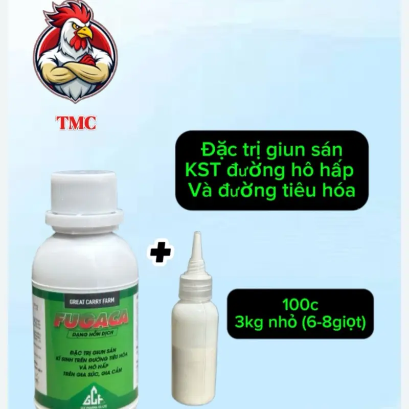 GCF FUGACA - Sổ lãi hỗn dịch 100ml đặc trị giun sán kí sinh trùng đường tiêu hóa cho gia cầm gia súc tăng năng suất sản xuất