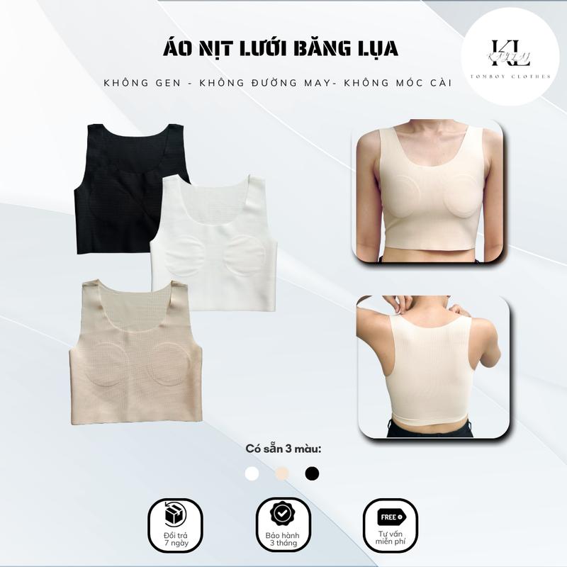 Áo Nịt Băng Lụa GEN TOÀN PHẦN, Không Đường May - Không Móc Gài Cho Tomboy, Sb V