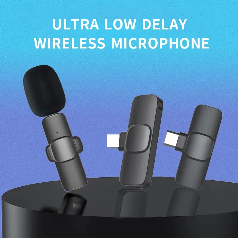 What microphone is used for video shooting, vlog, live broadcast Type-C K20  lapel/collar clip microphone Wireless mobile receiver USB-C charging, plug-in rechargeable Lavalier Smartphone Audio