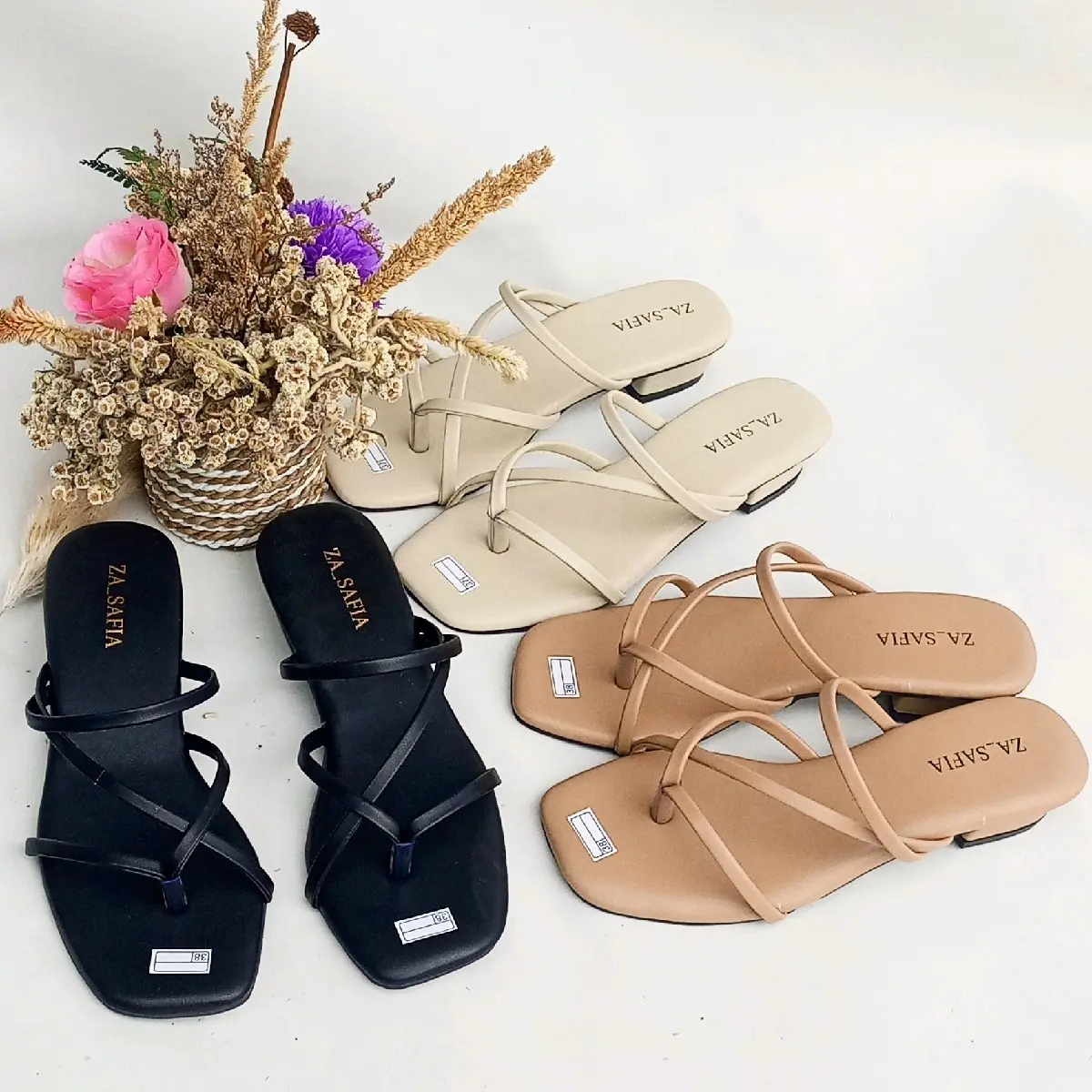 ZA_SAFIA Sandal Heels Wanita Kekinian Karet SN03
