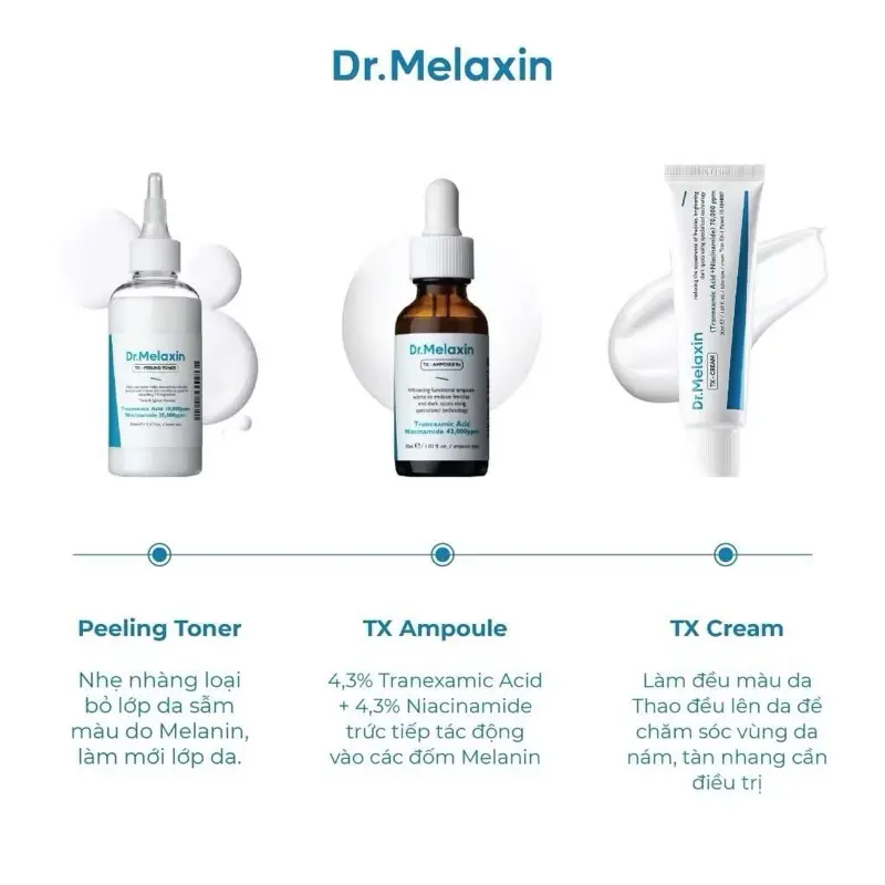 Dr.Melaxin bộ sản phẩm Nám TX hỗ trợ mờ thâm dưỡng sáng da