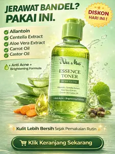 Nee Mas Essence Toner Acne Glow 100ML - Toner Wajah untuk Kulit Berjerawat & Kusam dengan Allantoin Castor Oil Centella Extract dan Carrot Oil