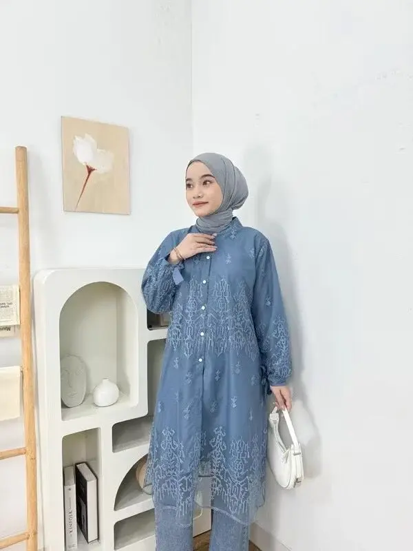 ALUNA TUNIK VELVET MIX BRUKAT BAJU ATASAN TUNIK TERBARU LONG TUNIK BUSUI FRIENDLY ATASAN WANITA