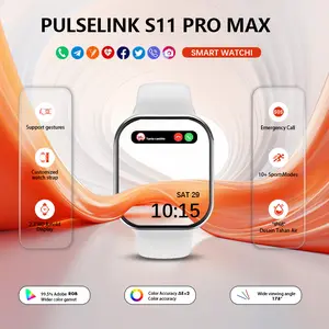 PulseLink Smart Watch 11 Pro Max 10 Pro Max  Original Bluetooth Call Waterproof Free Wallpaper NFC 2.2" AMOLED GPS Wireless Charging Wanita Pria