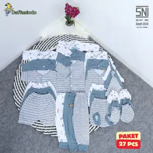 Daffasindo SNI 27 Pcs Paket Siap Lahir Brojol Baju Bayi Celana Bayi Sarung Tangan Sarung Kaki Paket Siap Lahir Bayi Paket Hemat Baju Bayi Baru Lahir