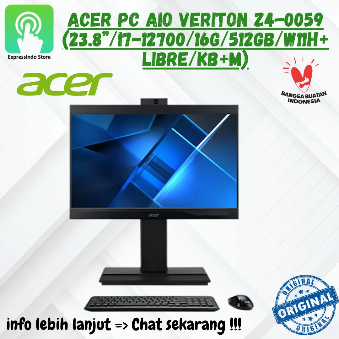 Acer PC All In One Veriton Z4-0059 23.8" Intel Core i7-12700 16GB RAM 512GB SSD Windows 11H Libre Office DVD+KB+M Garansi Resmi 3 Tahun Best Seller