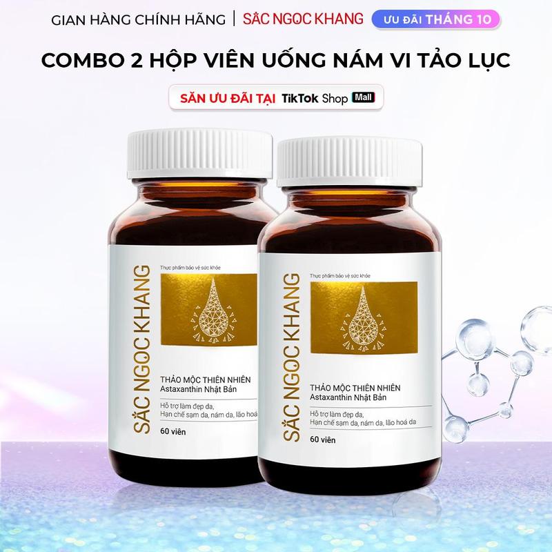 Combo 2 Hộp Viên Uống Hỗ Trợ Mờ Nám Sạm Tàn Nhang Vi Tảo Lục Sắc Ngọc Khang [Hộp 60 Viên] - Hỗ Trợ Nội Tiết, Tươi Trẻ Làn Da