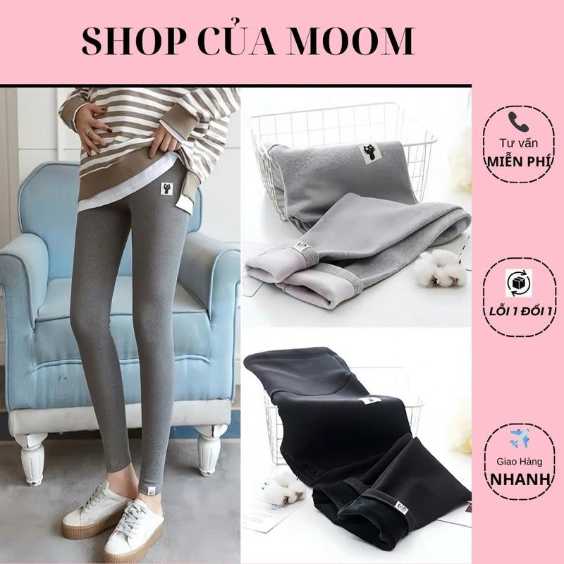 [Nhà Moom] Quần Bầu Lót Lông Legging dày phù hợp mặc Thu Đông giữ ấm cho Mẹ Bầu