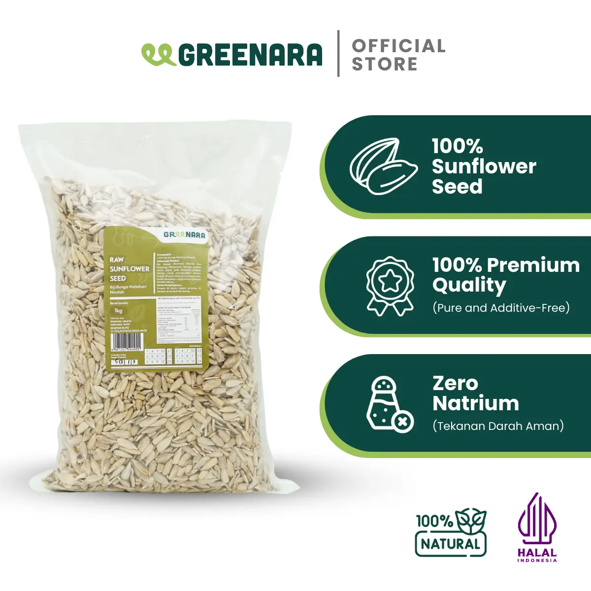 Kuaci Kupas Mentah 1 Kg / Raw Sunflower Seed