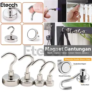 Magnet Gantungan Hook Strong Neodymium 10mm, 12mm, 16mm, 20mm (1 Pcs)