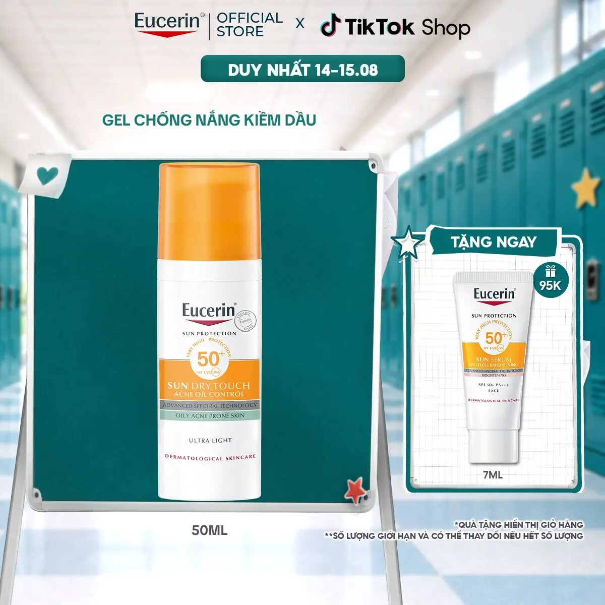 Gel Chống Nắng Giúp Hỗ Trợ Giảm Bóng Nhờn Eucerin Sun Dry Touch Oil Control Face SPF50+ 50ml-Skincare Sunscreen