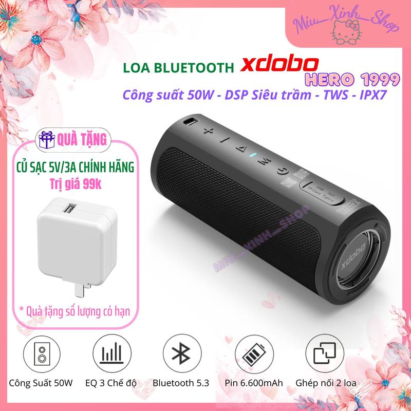  Loa Bluetooth Chính hãng Xdobo Hero 1999 Công suất 50W Siêu Trầm Hay như Tronsmart T6 Pro plus T7 - DSP - TWS - IPX7 