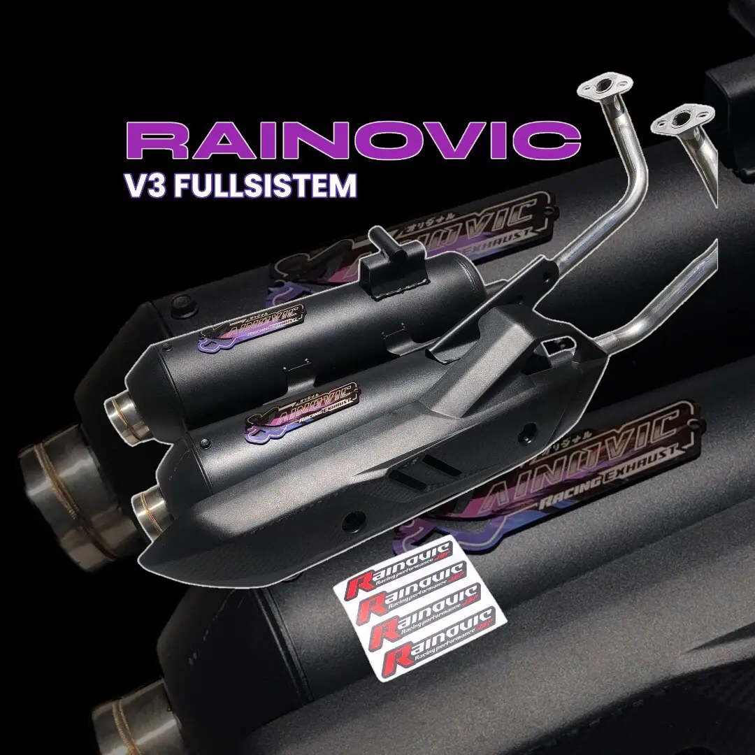 Knalpot original RAINOVIC V3 Bunglon type moncong sijiro fullset,fullsistem,pnp almetic vario,nmax,pcx,aerox,beat,mio,staylo,scoopy, Motorcycle