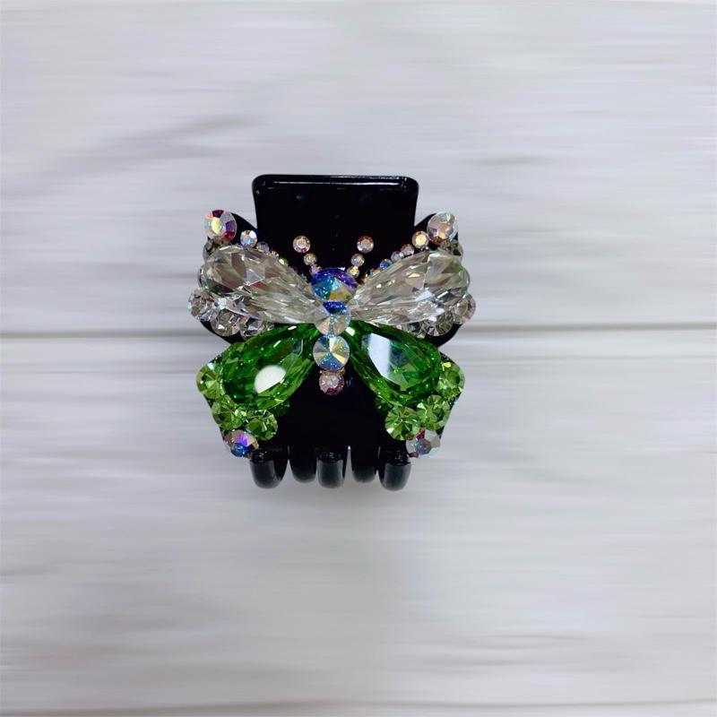 Kẹp càng cua 5 răng đính đá da cao cấp phom con bướm vuông thời trang, cao cấp kt35