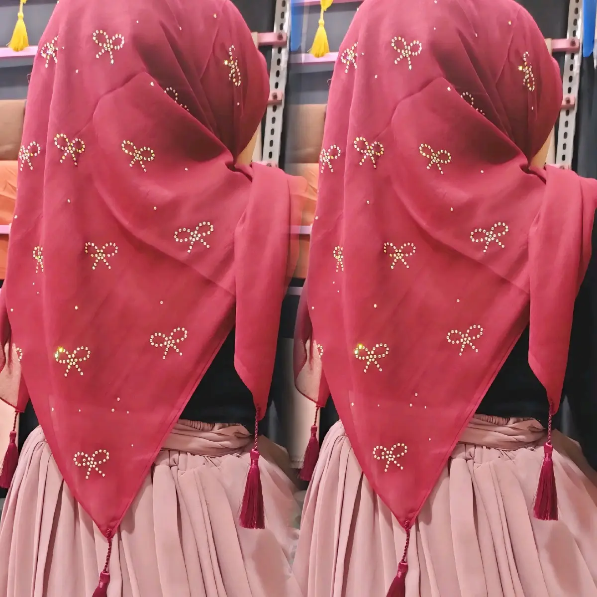 segiempat swarosky pita kecil bahan paris tasel