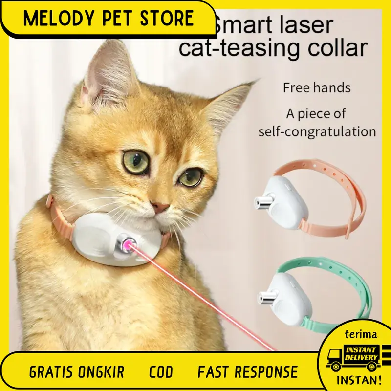 MELODYPS Mainan LASER COLLAR LED Kalung Laser Mainan Interaktif Kucing Dan Anjing Kalung Lampu Laser LED Dual Mode 0