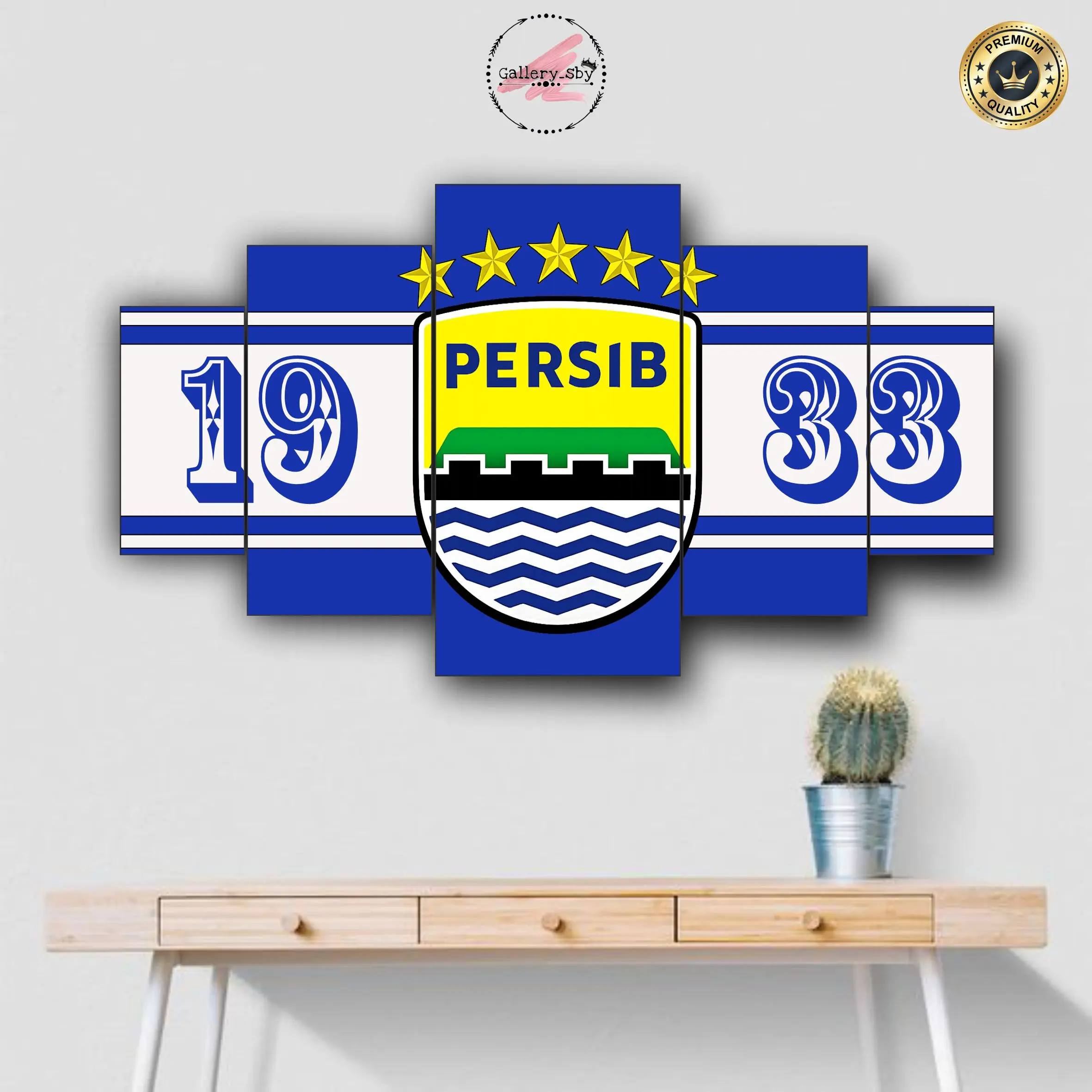 COD 1 SET Pajangan Hiasan dinding PERSIB BANDUNG Poster Kayu Wall Decor 5 pcs