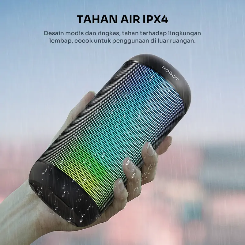 ROBOT Speaker Bluetooth Superbass 10W IPX4 With RGB Light Speaker Wireless Waterproof RB510 Original - Garansi 1 Tahun 5