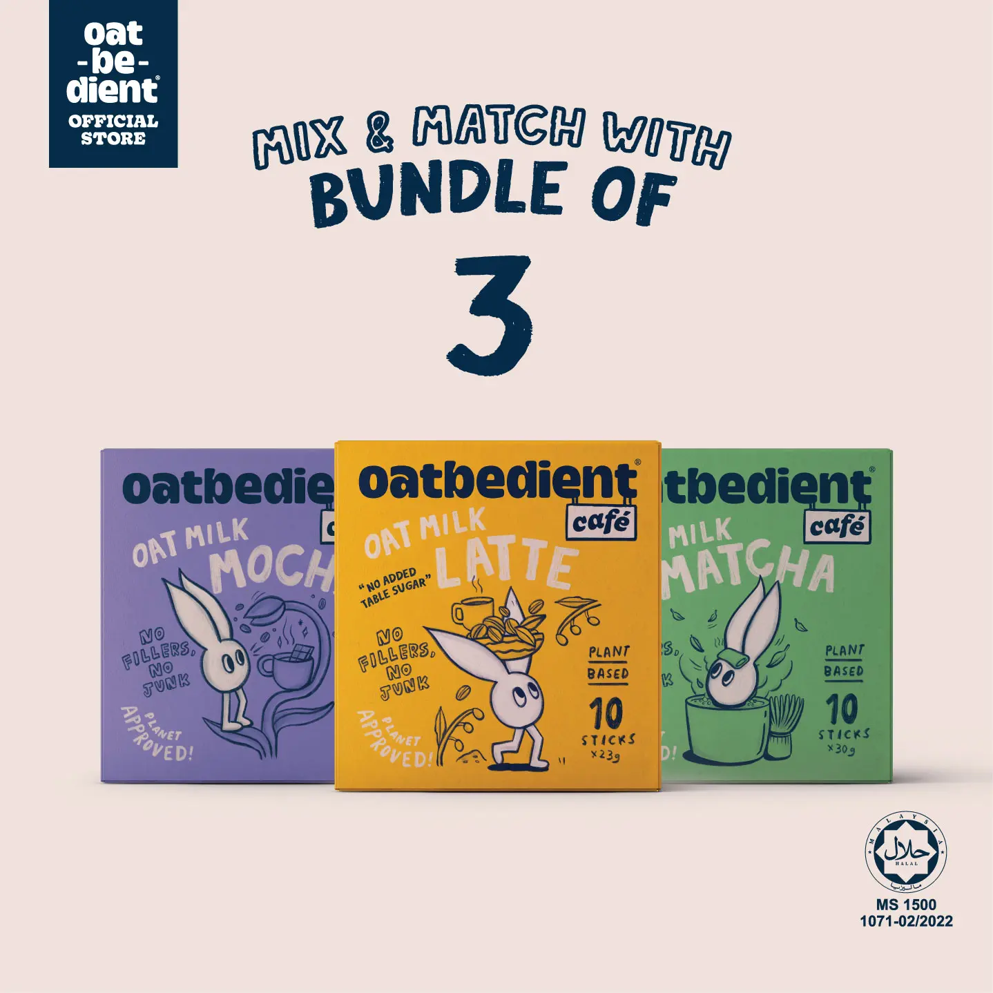 [Mix & Match Cuppa Bundle of 3] Oatbedient Oat Milk Cafe Series (3 boxes of 10 sticks)