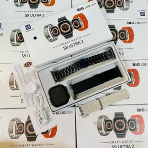 SMARTWATCH S9 ULTRA 2 FREE 3 TALI + WIRELESS CHARGER + JAM LED HITAM BISA COD + Bluetooth