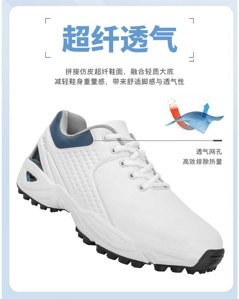 Product Introduction of New High Quality Men Professional Golf Shoes Waterproof Spikes Golf Sneakers Black White Golf Trainers Big Size 40-47 9