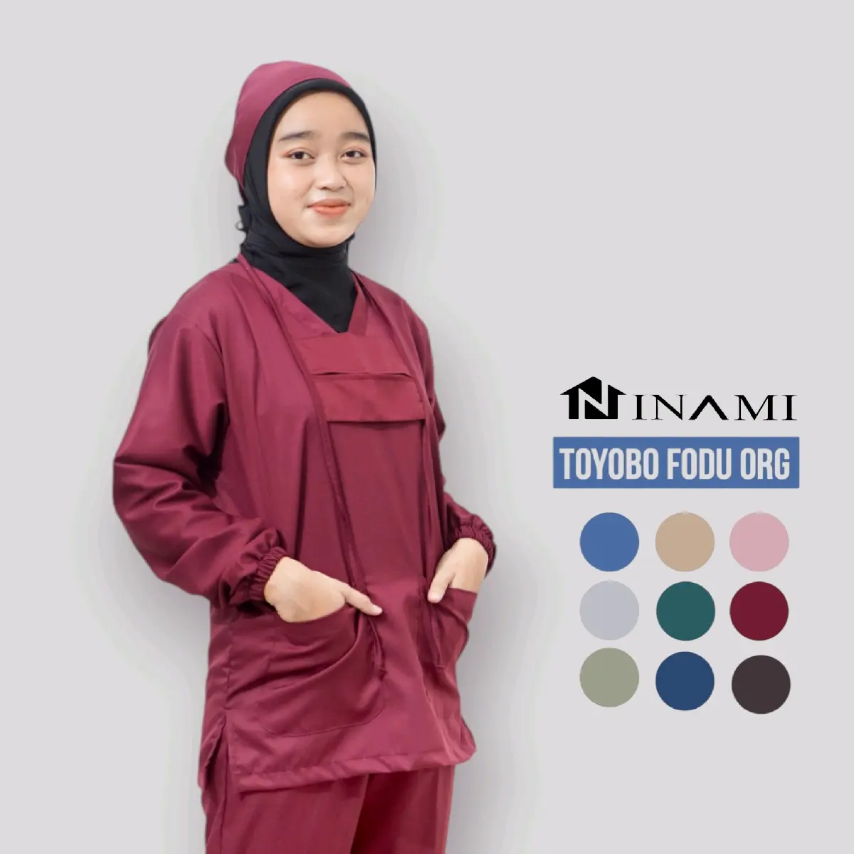 (Free Bordir Nama) Baju Ok Medis - Lengan Panjang Karet - Baju Perawat - Scrub Medis - Baju Oka Model Terbaru - Bahan Toyobo Fodu Org
