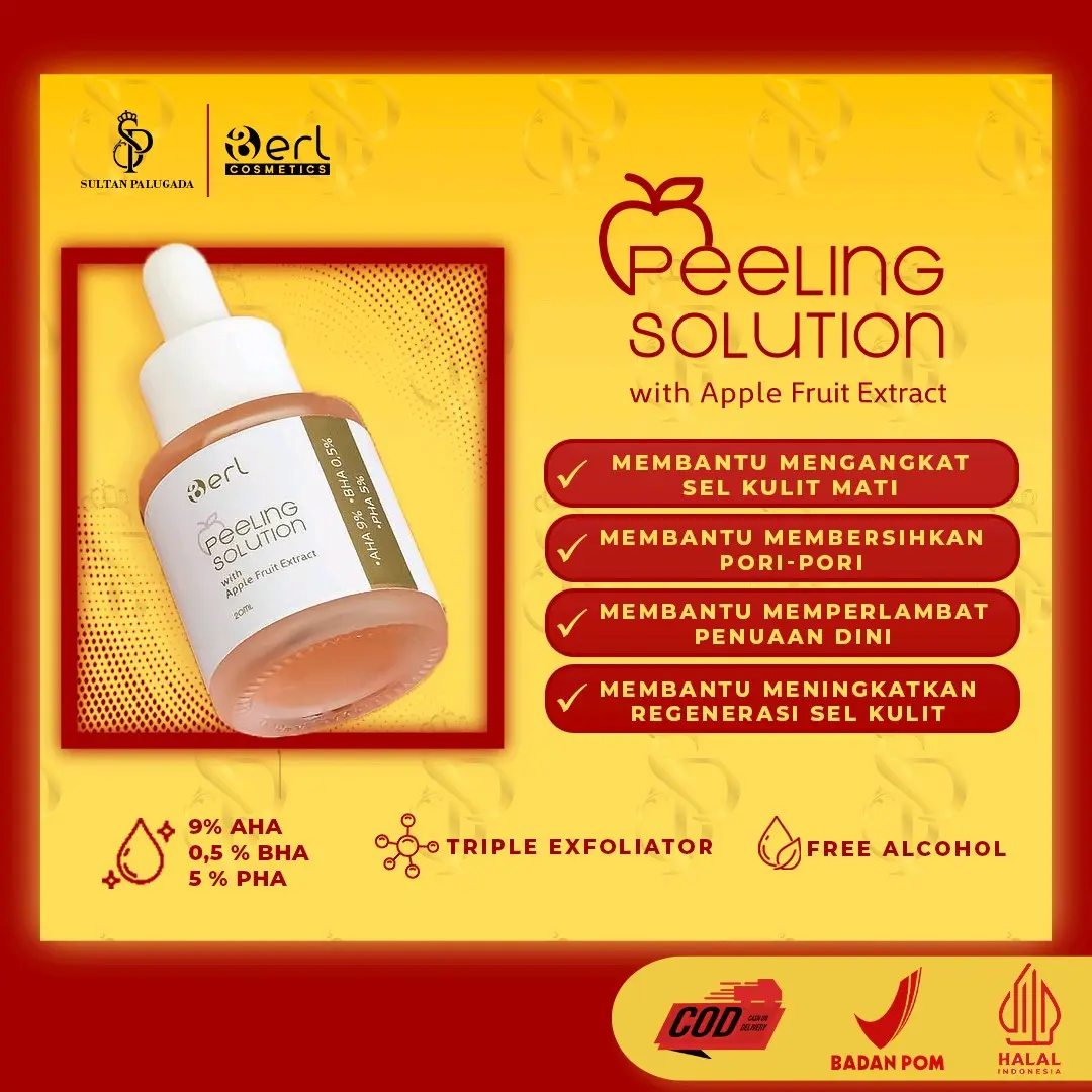 B erl Peeling Solution dengan Ekstrak Buah Apel untuk Mengangkat Sel Kulit Mati pada Wajah - Mencerahkan, Scrub Berlofficialstore berlofficialshop berlofficial Acid Pha Exfoliating Pengangkat Perawatan Glycolic Extract Perontok serum  exfoliating