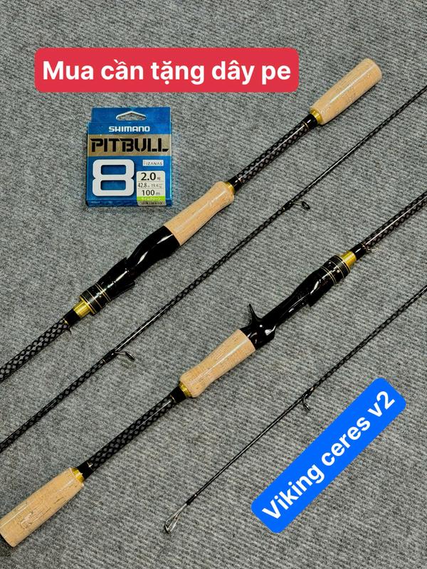 Cần Câu lure ViKing ceres V2 Chính Hãng & Cán bần & Tặng kèm Dây Pe x8 Có Cần Ngang & Cần Đứng